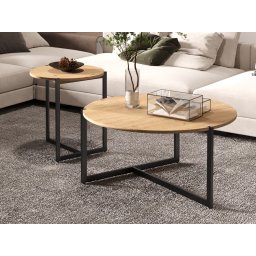 Set van 2 salontafels OLADIN oude eik