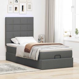 vidaXL Bed met matras 90x200 cm stof donkergrijs
