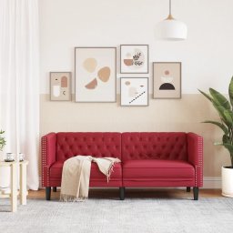vidaXL Tweezitsbank Chesterfield-stijl kunstleer wijnrood