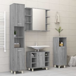 vidaXL Badkamerkast 30x30x95 cm bewerkt hout grijs sonoma eikenkleurig