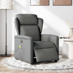 vidaXL Massagestoel elektrisch verstelbaar stof donkergrijs
