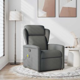 vidaXL Massagestoel Donkergrijze Stof