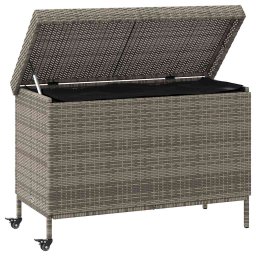 vidaXL Tuinbox met wielen 110x55x73 cm poly rattan grijs