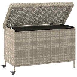 vidaXL Tuinbox met wielen 110x55x73 cm poly rattan lichtgrijs