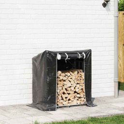 vidaXL Haardhoutrek met regenhoes 101x61x110,5 cm gegalvaniseerd staal