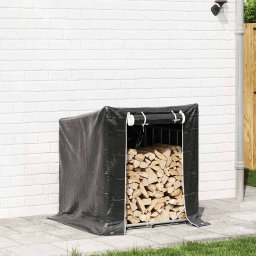 vidaXL Haardhoutrek met regenhoes 100,5x100,5x110,5 cm staal