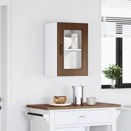 vidaXL Keukenbovenkast met glazen deur bewerkt hout bruin eikenkleur