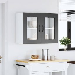 vidaXL Keukenbovenkast met glazen deur Kalmar bewerkt hout zwart