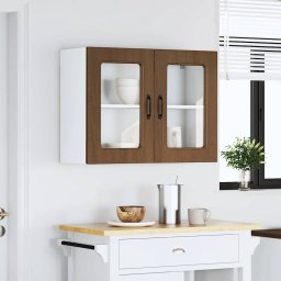 vidaXL Keukenbovenkast met glazen deur bewerkt hout bruin eikenkleur