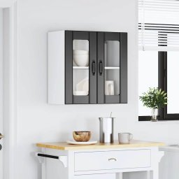 vidaXL Keukenbovenkast met glazen deur Lucca bewerkt hout zwart