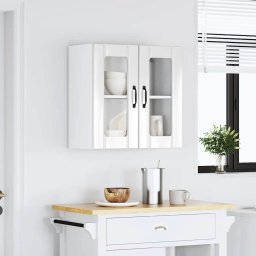 vidaXL Keukenbovenkast met glazen deur Lucca bewerkt hout hoogglanswit