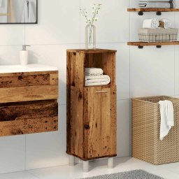 vidaXL Badkamerkast 30x30x95 cm bewerkt hout oud houtkleurig