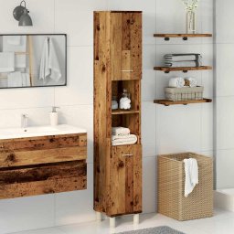 vidaXL Badkamerkast 30x30x179 cm bewerkt hout oud houtkleurig