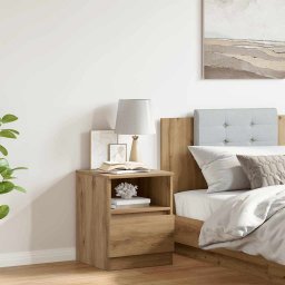 vidaXL Nachtkastje 40x40x50 cm bewerkt hout artisanaal eikenkleur