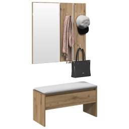 vidaXL Halmeubelset bewerkt hout artisanaal eikenkleur