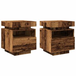 vidaXL Nachtkastjes met LED-verlichting 2 st 40x39x48,5 cm oud hout