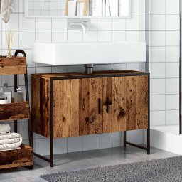 vidaXL Badkamerkast 80x33x60 cm bewerkt hout oud houtkleurig