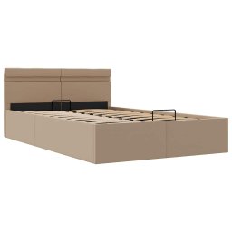 vidaXL Bedframe met opslag en LED kunstleer cappuccino 120x200 cm