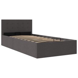vidaXL Bedframe met hydraulische opslag stof donkergrijs 100x200 cm