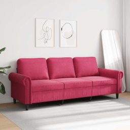 vidaXL Driezitsbank 180 cm fluweel wijnrood