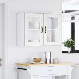 vidaXL Keukenbovenkast met glazen deur Lucca bewerkt hout wit