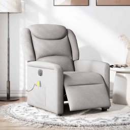 vidaXL Massagestoel elektrisch verstelbaar stof wolk grijs