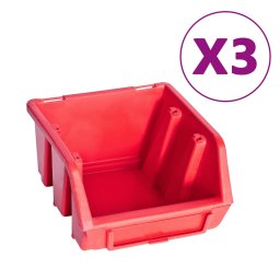 vidaXL 34-delige Opslagbakkenset met wandpanelen rood en zwart