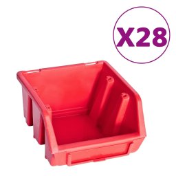 vidaXL 141-delige Opslagbakkenset met wandpanelen rood en zwart