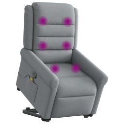 vidaXL Sta-op-massagestoel verstelbaar stof lichtgrijs