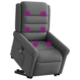 vidaXL Sta-op-massagestoel verstelbaar stof donkergrijs