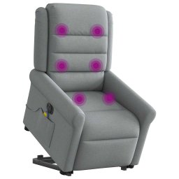 vidaXL Sta-op-massagestoel elektrisch verstelbaar stof lichtgrijs