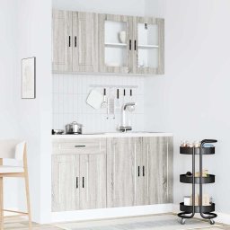 vidaXL 4-delige Keukenkastenset Porto bewerkt hout grijs sonoma eiken