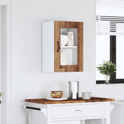 vidaXL Keukenbovenkast met glazen deur Lucca oud houtkleurig
