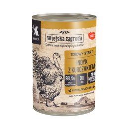 12x400g Wiejska Zagroda Cat Kitten Kalkoen en Kip natvoer voor katten