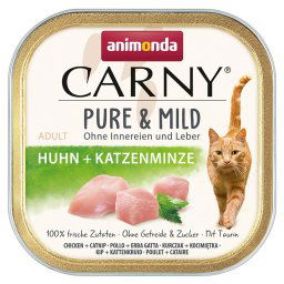 Voordeelpakket: 64 x 100 g animonda Carny Adult Puur & Mild kip + kattenmunt nat kattenvoer