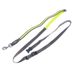 Nomad Tales Spirit USB LED jogging riem neon geel & grijs 25mm breed, 180-250cm lang hond