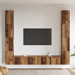 vidaXL Tv-wandkasten 6 st bewerkt hout oud houtkleurig