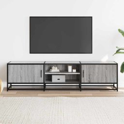 vidaXL Tv-meubel 160x35x41 cm bewerkt hout metaal grijs sonoma eiken