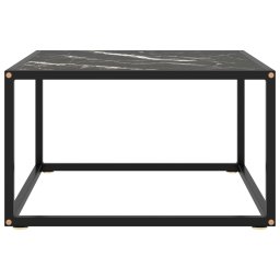 vidaXL Salontafel met zwart marmerglas 60x60x35 cm zwart