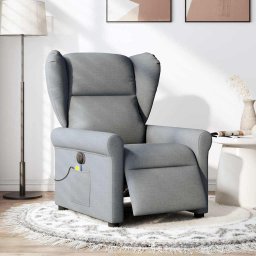 vidaXL Massagestoel elektrisch verstelbaar stof lichtgrijs