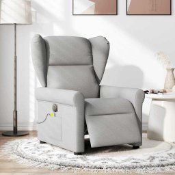 vidaXL Massagestoel elektrisch verstelbaar stof wolk grijs