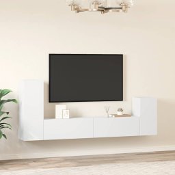 vidaXL 4-delige Tv-meubelset bewerkt hout wit