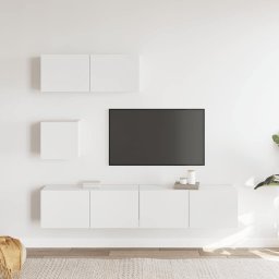 vidaXL 4-delige Tv-meubelset bewerkt hout wit