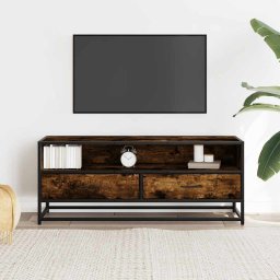 vidaXL Tv-meubel 100x34,5x40 cm bewerkt hout metaal gerookt eikenkleur
