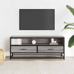 vidaXL Tv-meubel 100x34,5x40 cm bewerkt hout metaal grijs sonoma eiken
