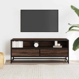 vidaXL Tv-meubel 100x34,5x40 cm bewerkt hout metaal bruin eikenkleur