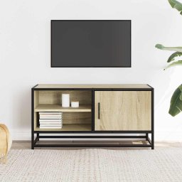 vidaXL Tv-meubel 80x34,5x40 cm bewerkt hout metaal sonoma eikenkleurig