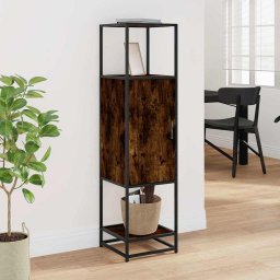 vidaXL Hoge kast 35,5x35x139 cm bewerkt hout en metaal gerookt eiken