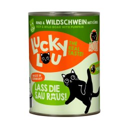 6x 400g Lucky Lou Lifestage Adult Beef & Boar Wet Cat Food