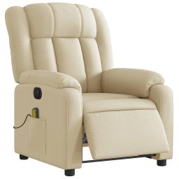vidaXL Massagestoel elektrisch verstelbaar stof crèmekleurig